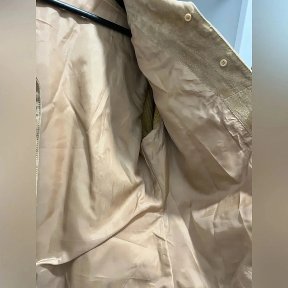 Vintage A.M.I. Women’s lined Tan Leather Suede Jacket Knit Sleeves size large - Picture 7 of 7